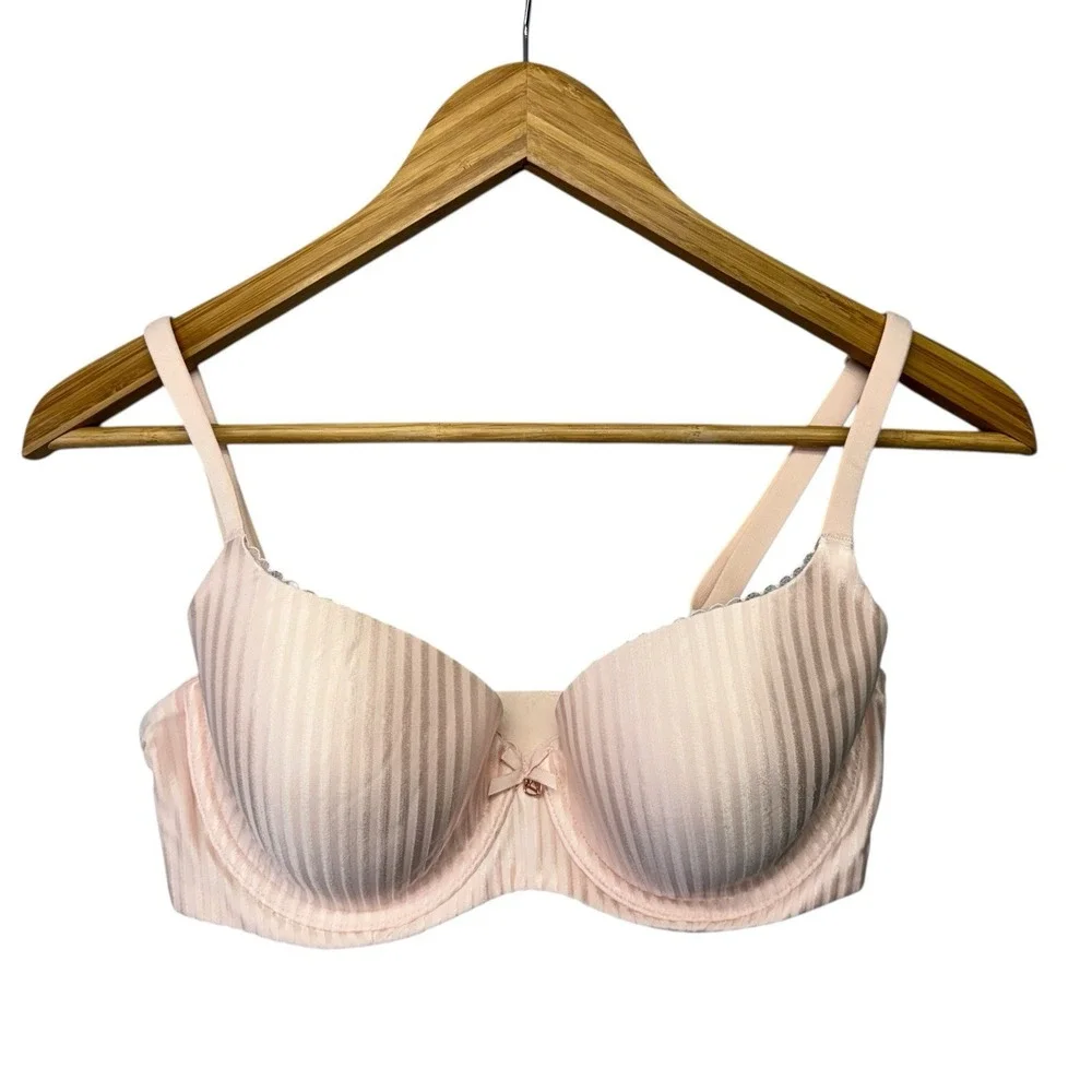 Victoria's Secret Womens Bra 32DD Body By Pink Striped Underwire Lined Demi
